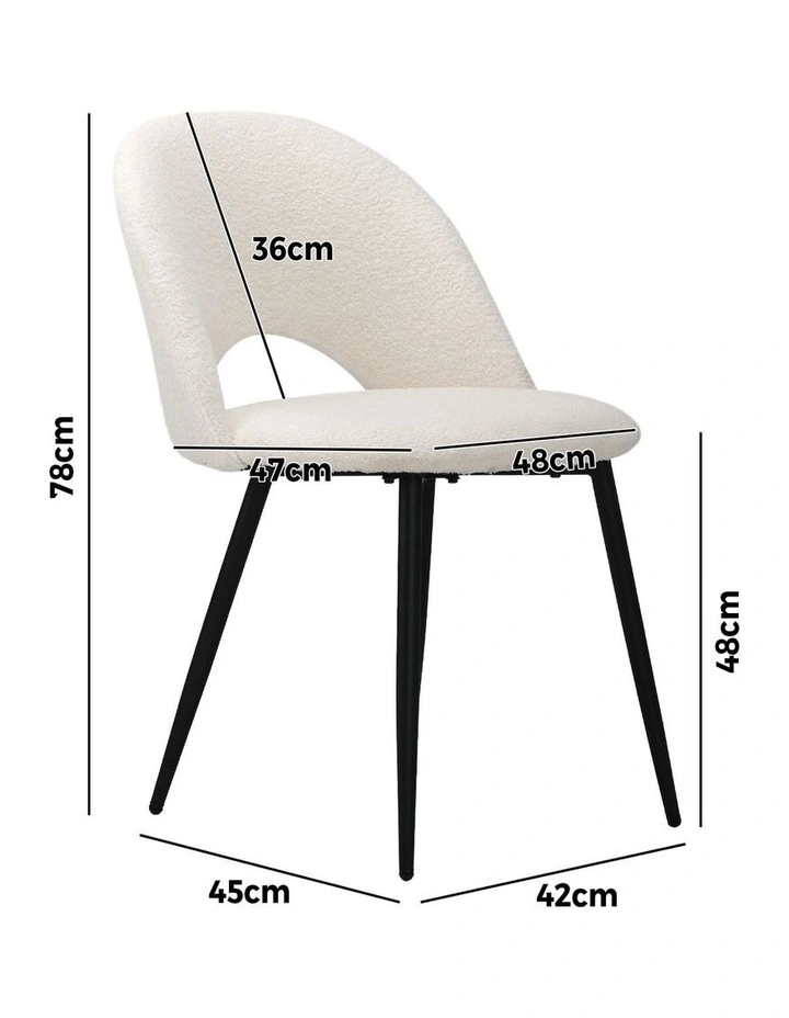 Oikiture 4PCS Dining Chairs Accent Chair Armchair Sherpa White image 3