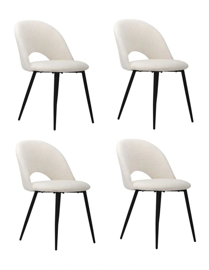 Oikiture 4PCS Dining Chairs Accent Chair Armchair Sherpa White image 4