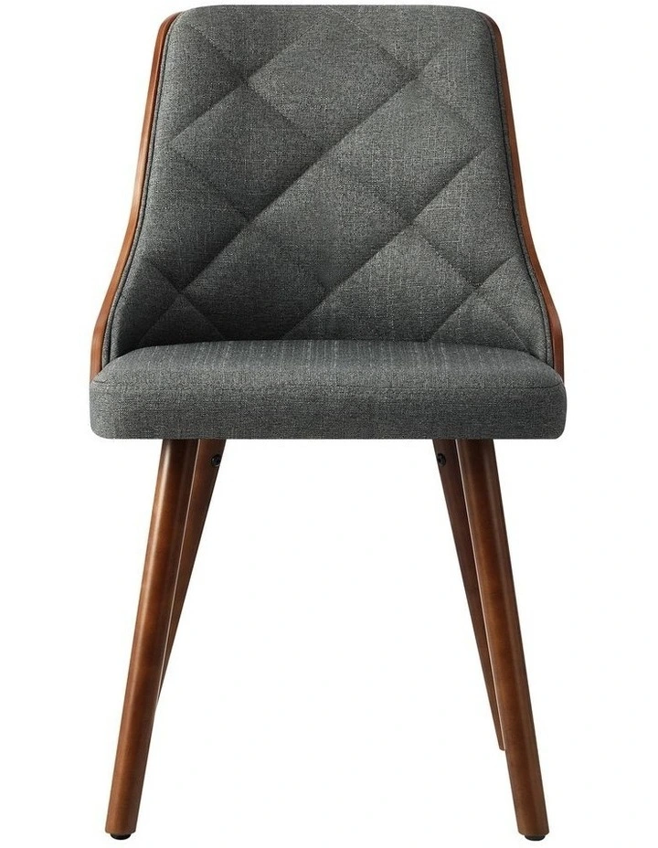 Oikiture Dining Chairs Wooden Chair Kitchen Cafe Faux Linen fabric Padded Seatx4 image 2