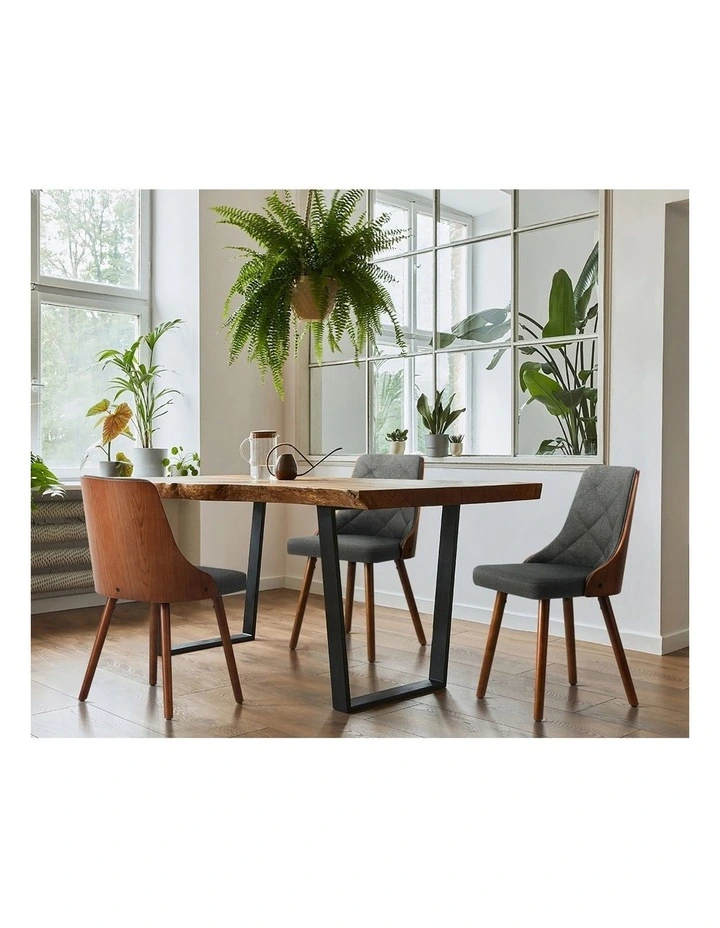 Oikiture Dining Chairs Wooden Chair Kitchen Cafe Faux Linen fabric Padded Seatx4 image 5