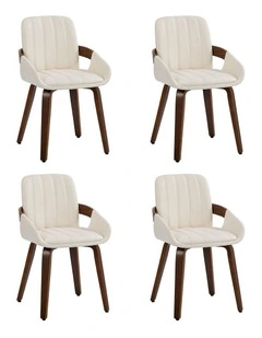 Oikiture 4x Dining Chairs PU Leather Kitchen Chairs Bentwood Armchair Beige
