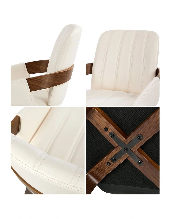 Oikiture 4x Dining Chairs PU Leather Kitchen Chairs Bentwood Armchair Beige image 6