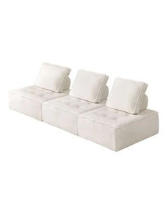 Oikiture 3PCS Modular Sofa Lounge Chair Armless TOFU Back Sherpa White