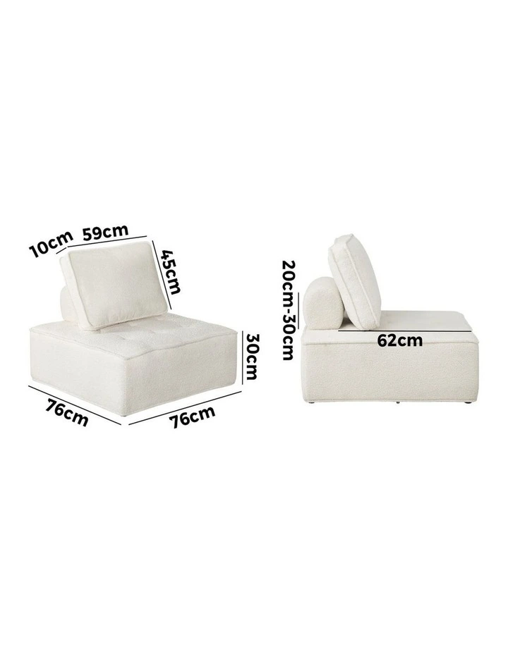 Oikiture 3PCS Modular Sofa Lounge Chair Armless TOFU Back Sherpa White image 3