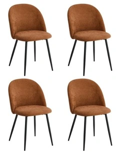Oikiture 4x Dining Chairs Accent Chair Armchair Kitchen Upholstered Linen Orange