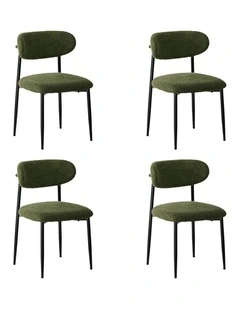 Oikiture 4x Dining Chairs Kitchen Chair Cafe Lounge Chair Boucle Black&Green