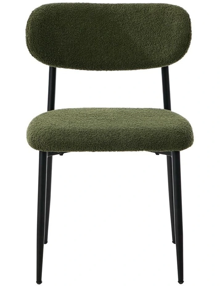 Oikiture 4x Dining Chairs Kitchen Chair Cafe Lounge Chair Boucle Black&Green image 2