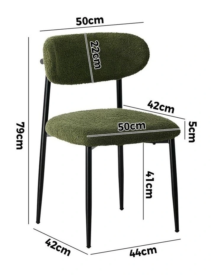Oikiture 4x Dining Chairs Kitchen Chair Cafe Lounge Chair Boucle Black&Green image 3