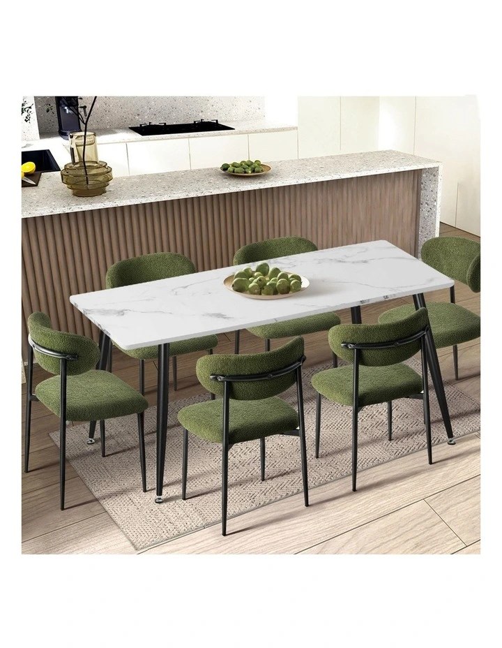 Oikiture 4x Dining Chairs Kitchen Chair Cafe Lounge Chair Boucle Black&Green image 5