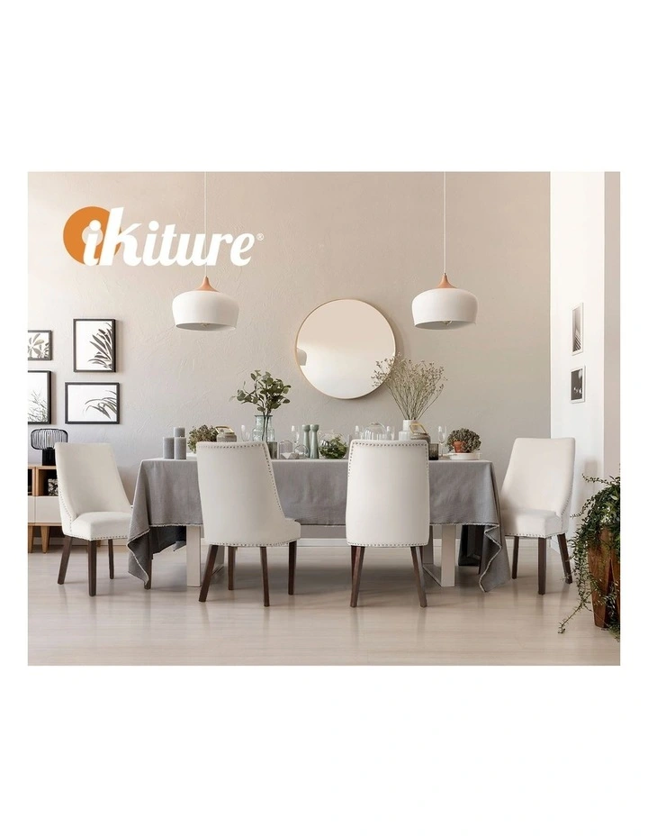 Oikiture 4PCs Velvet Dining Chair Kitchen Padded Seat Winglet Design Beige image 7