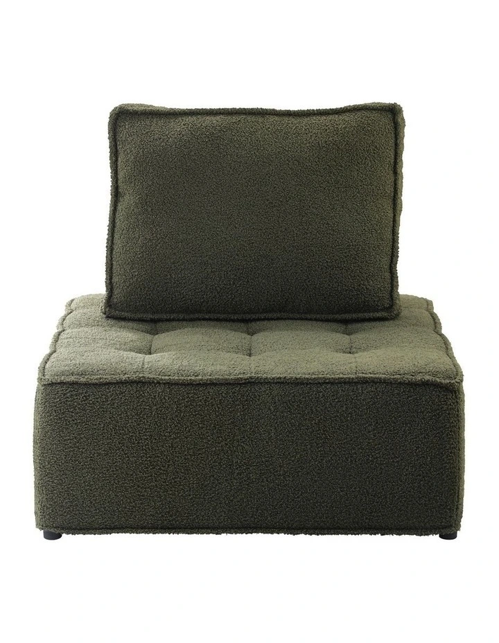 Oikiture 3PCS Modular Sofa Lounge Chair Armless TOFU Back Sherpa Green image 2