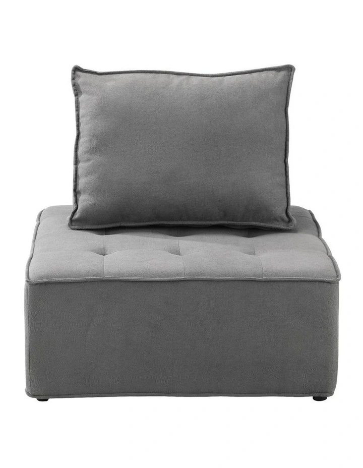 Oikiture 2PCS Modular Sofa Lounge Chair Armless TOFU Back Linen Grey image 2