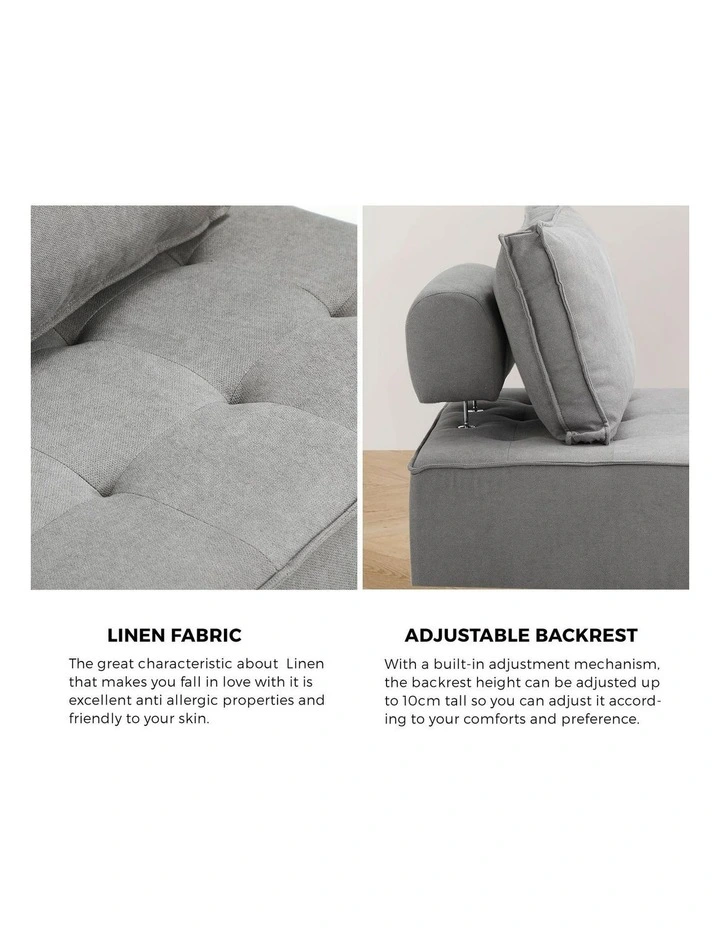 Oikiture 2PCS Modular Sofa Lounge Chair Armless TOFU Back Linen Grey image 7