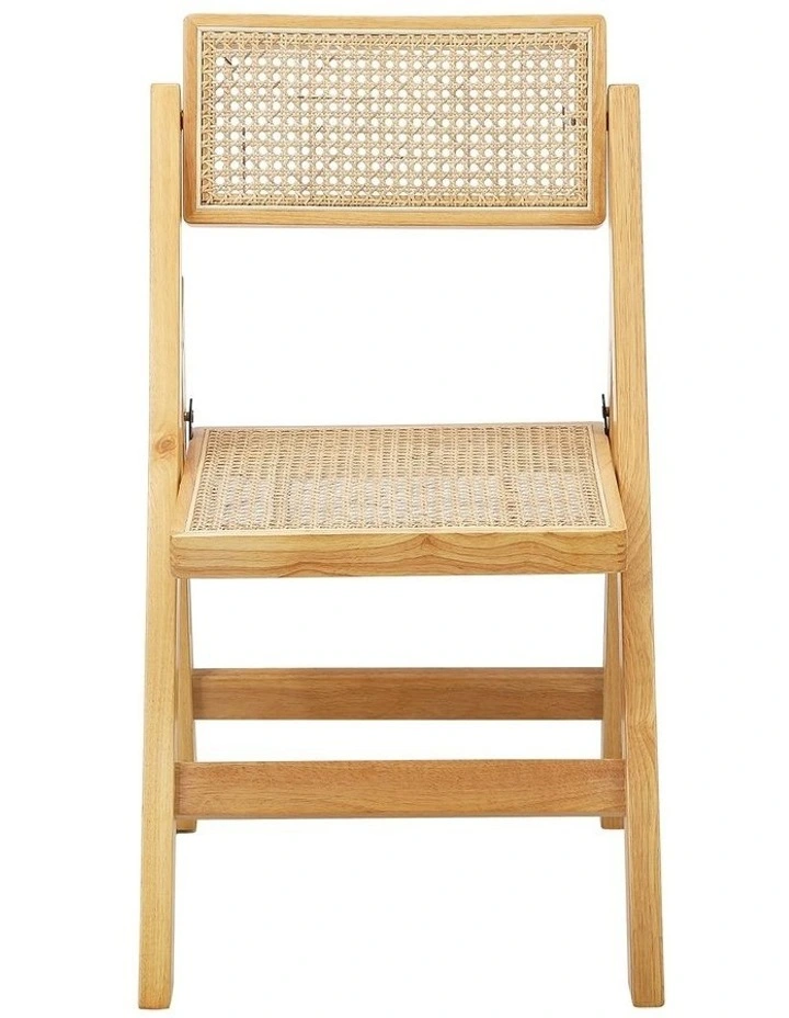 Oikiture 4x Dining Chairs Folding Rattan Chair Wooden Accent Chair Natural image 2
