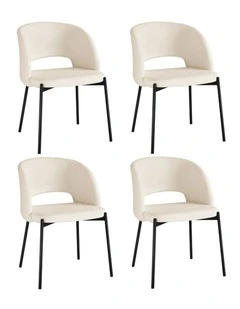 Oikiture 4x Armchair Dining Chair Accent Chairs Tub Armchairs Sherpa White&Black