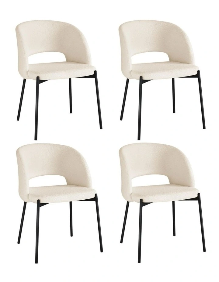 Oikiture 4x Armchair Dining Chair Accent Chairs Tub Armchairs Sherpa White&Black image 1