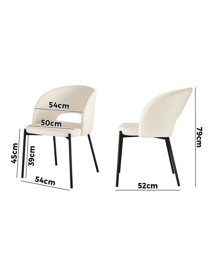 Oikiture 4x Armchair Dining Chair Accent Chairs Tub Armchairs Sherpa White&Black image 3