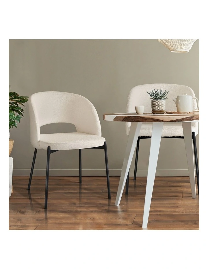 Oikiture 4x Armchair Dining Chair Accent Chairs Tub Armchairs Sherpa White&Black image 5