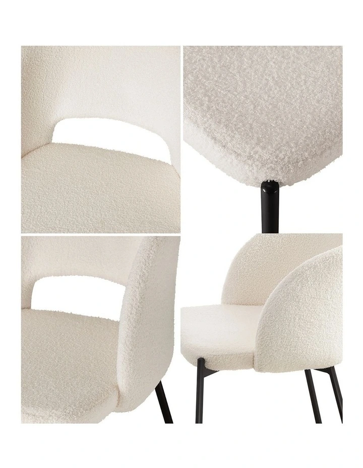 Oikiture 4x Armchair Dining Chair Accent Chairs Tub Armchairs Sherpa White&Black image 6