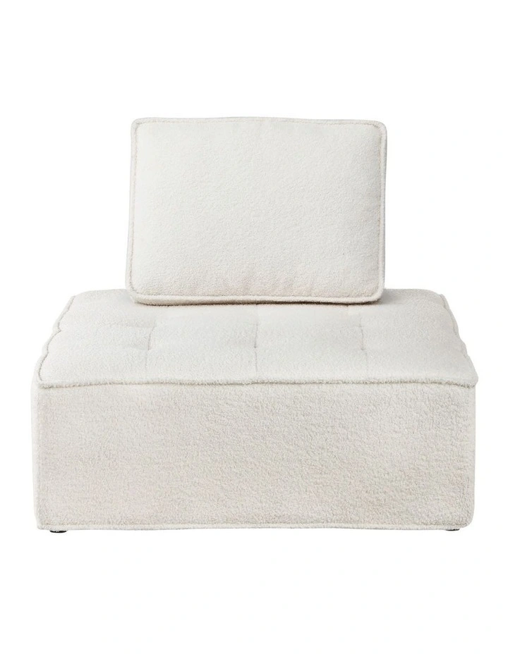 Oikiture 4PCS Modular Sofa Lounge Chair Armless TOFU Back Sherpa White image 2