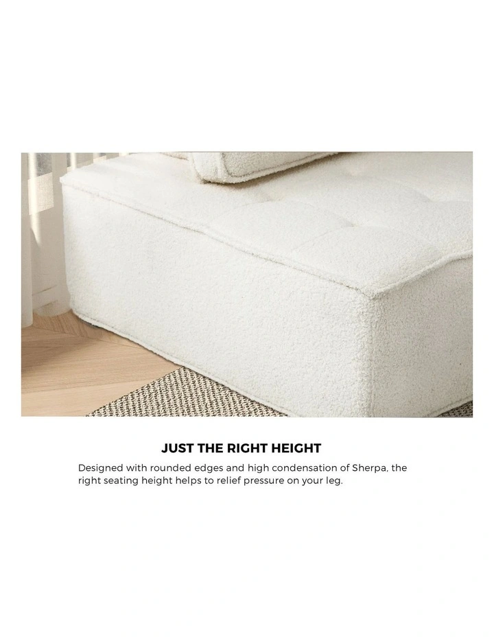 Oikiture 4PCS Modular Sofa Lounge Chair Armless TOFU Back Sherpa White image 7