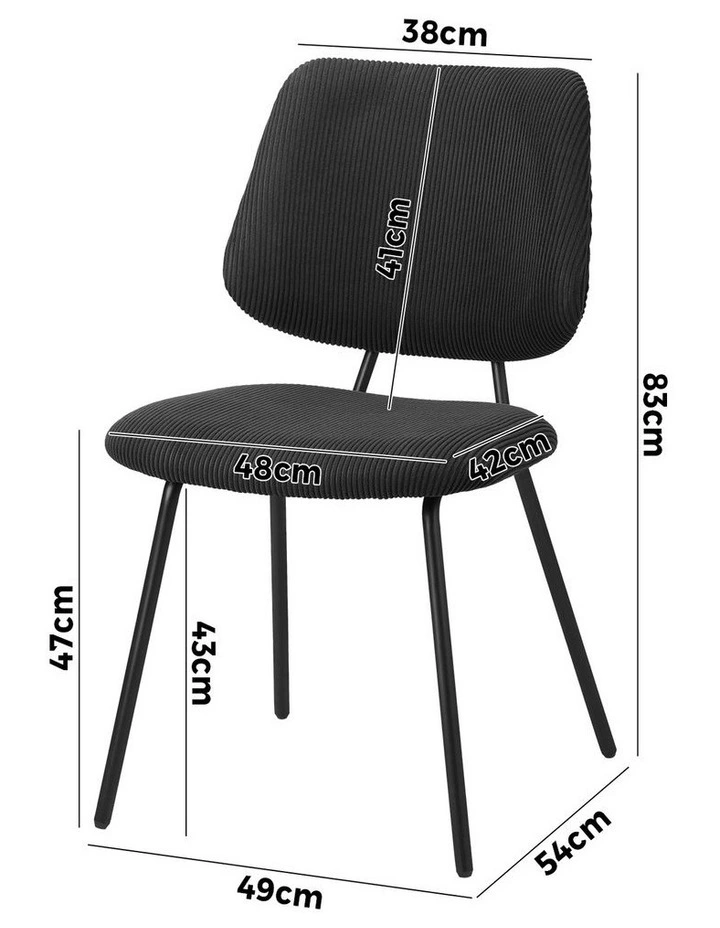 Oikiture 4x Dining Chair Vintage Retro Polyester Kitchen Padded Lounge Dark Grey image 3