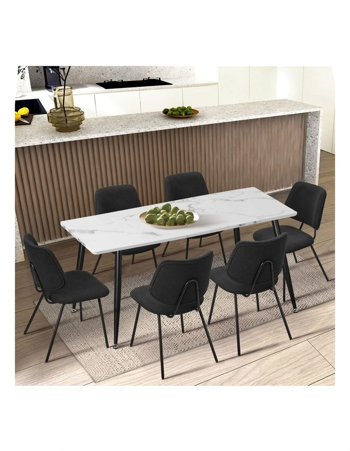 Oikiture 4x Dining Chair Vintage Retro Polyester Kitchen Padded Lounge Dark Grey image 5