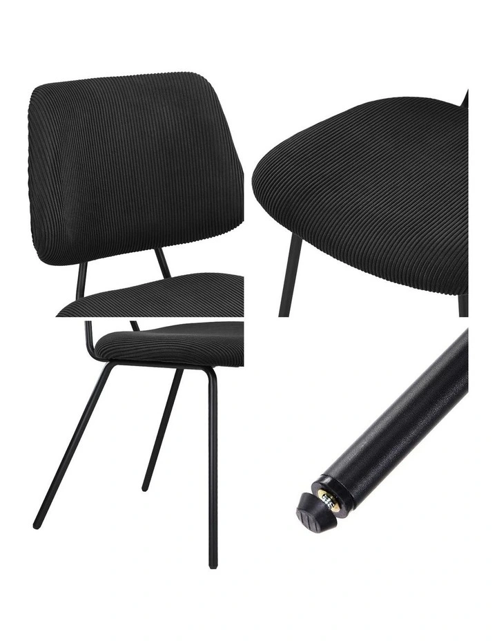 Oikiture 4x Dining Chair Vintage Retro Polyester Kitchen Padded Lounge Dark Grey image 6