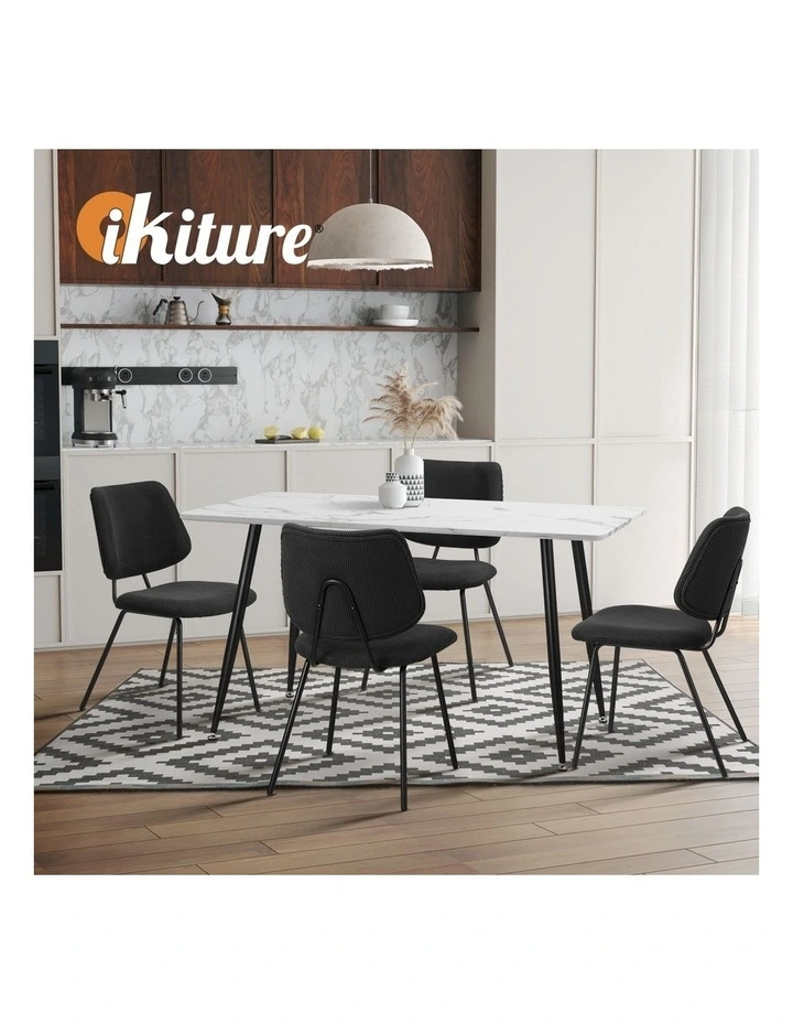 Oikiture 4x Dining Chair Vintage Retro Polyester Kitchen Padded Lounge Dark Grey image 7