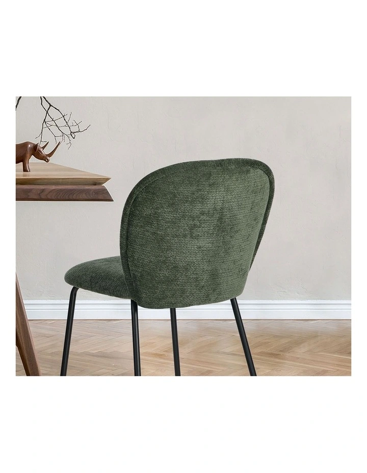 Oikiture 4x Dining Chairs Kitchen Accent Chairs Chenille Pad Metal Legs Green image 6