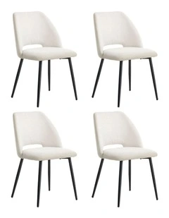 Oikiture 4x Dining Chair Accent Chairs Linen Fabric Biege