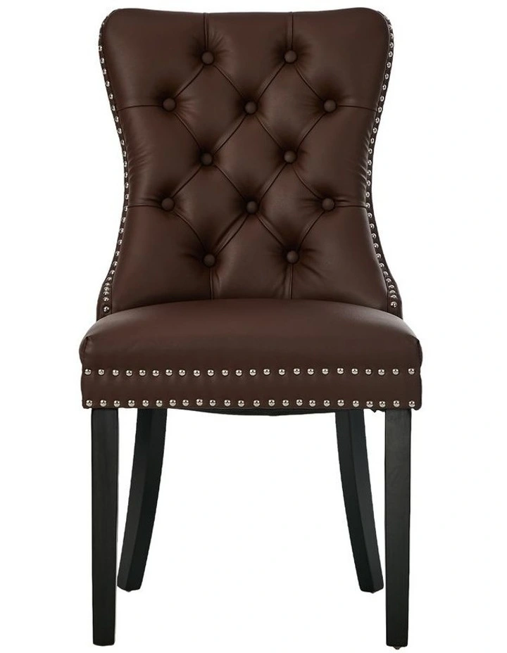 Oikiture 4x Dining Chairs Upholstered French Provincial Tufted PU Leather Brown image 2