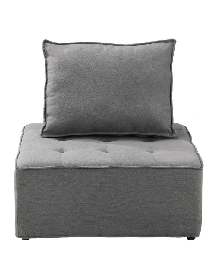 Oikiture 4PCS Modular Sofa Lounge Chair Armless TOFU Back Linen Grey image 2