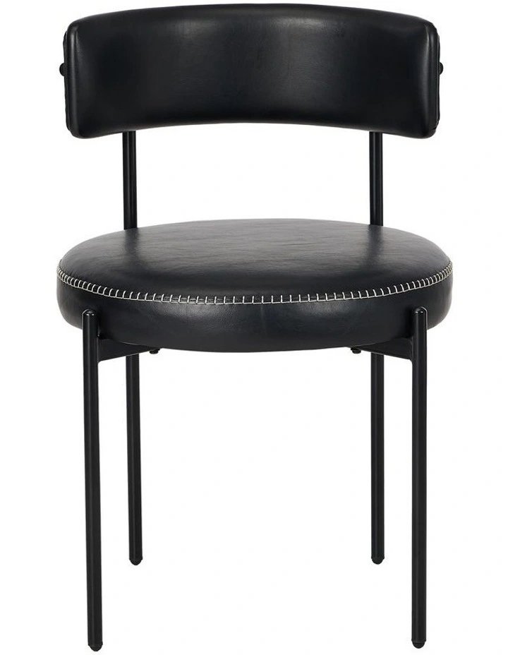 Oikiture 4x Dining Chair Round Kitchen Lounge Seats PU Leather Black image 2
