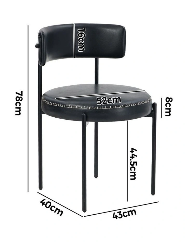 Oikiture 4x Dining Chair Round Kitchen Lounge Seats PU Leather Black image 3