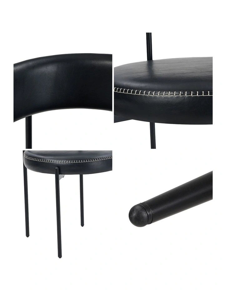Oikiture 4x Dining Chair Round Kitchen Lounge Seats PU Leather Black image 6