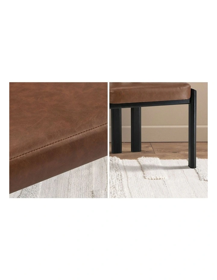 Oikiture Set of 4 Dining Chairs Faux Leather Fabric Kitchen Chair Padded Seat Brown image 7