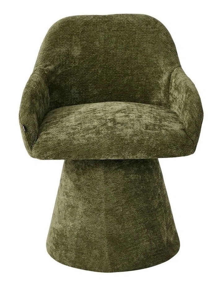 Oikiture 4x Dining Chair Swivel Armchair Lounge Accent Chairs Chenille Green image 2