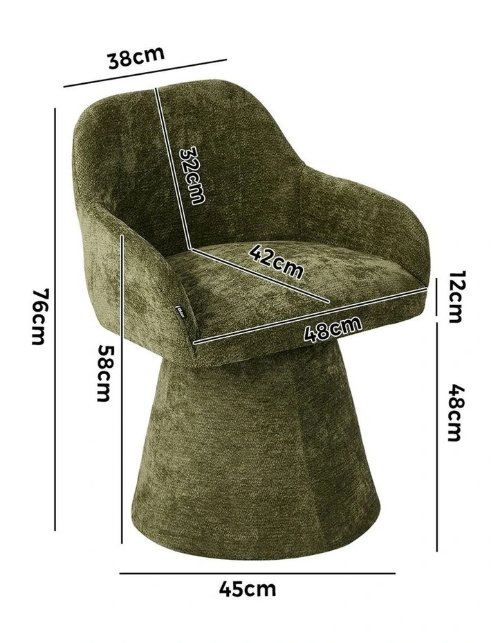Oikiture 4x Dining Chair Swivel Armchair Lounge Accent Chairs Chenille Green image 3
