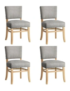 Oikiture 4x Dining Chairs Wooden Kitchen Seat Rubberwood Frame Accent Chair Grey