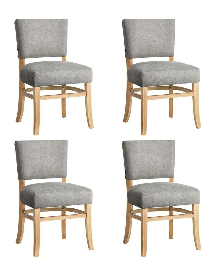 Oikiture 4x Dining Chairs Wooden Kitchen Seat Rubberwood Frame Accent Chair Grey image 1