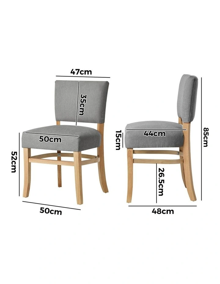 Oikiture 4x Dining Chairs Wooden Kitchen Seat Rubberwood Frame Accent Chair Grey image 3