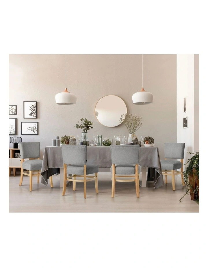 Oikiture 4x Dining Chairs Wooden Kitchen Seat Rubberwood Frame Accent Chair Grey image 7