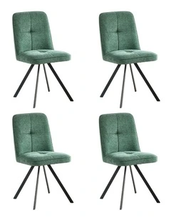 Oikiture 4x Dining Chair Kitchen Seat Linen Fabric Accent Chair Green