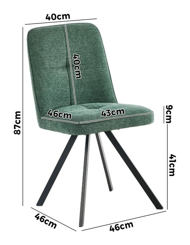 Oikiture 4x Dining Chair Kitchen Seat Linen Fabric Accent Chair Green image 3