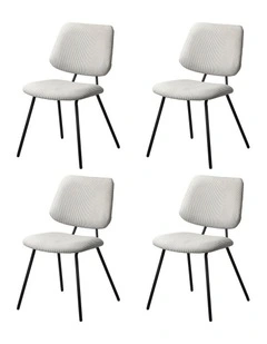 Oikiture 4x Dining Chair Vintage Retro Polyester Kitchen Padded Lounge White