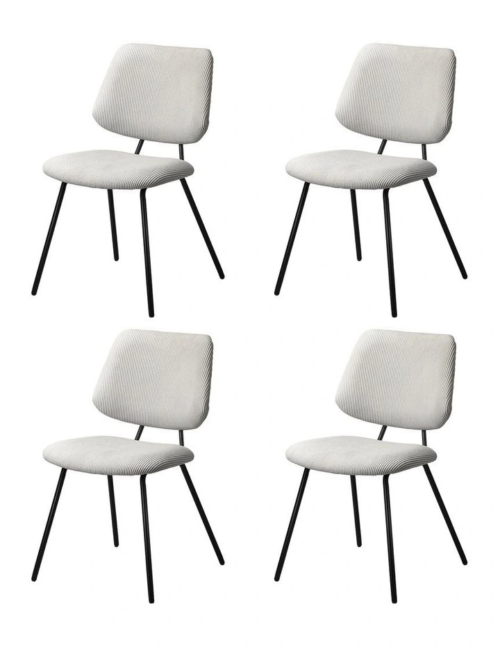 Oikiture 4x Dining Chair Vintage Retro Polyester Kitchen Padded Lounge White image 4