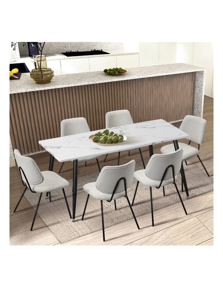 Oikiture 4x Dining Chair Vintage Retro Polyester Kitchen Padded Lounge White image 5