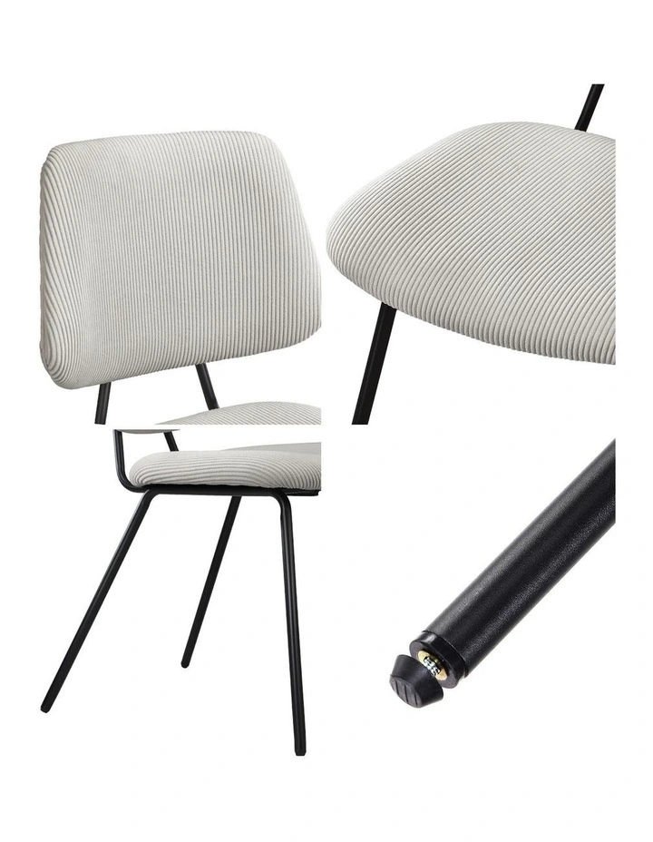 Oikiture 4x Dining Chair Vintage Retro Polyester Kitchen Padded Lounge White image 6