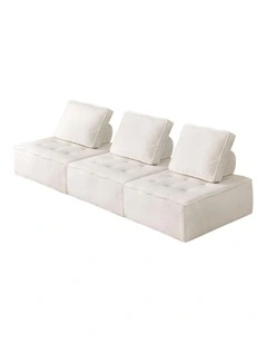 Oikiture 3PCS Modular Sofa Lounge Chair Armless TOFU Back Sherpa White